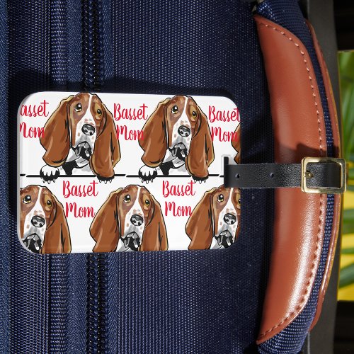 Basset Mom Dog Breed Pattern Luggage Tag
