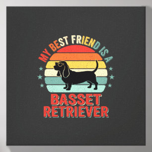 Basset Retriever Retro Sunset Dog Canvas Photo Tile