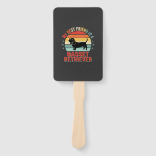 Basset Retriever Retro Sunset Dog Hand Fan