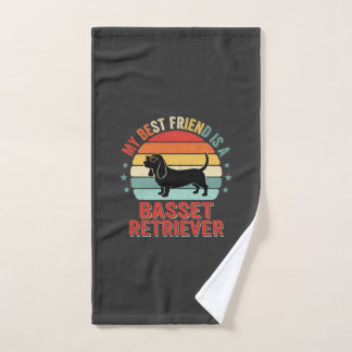 Basset Retriever Retro Sunset Dog Hand Towel