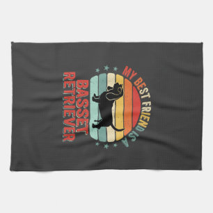 Basset Retriever Retro Sunset Dog Kitchen Towel
