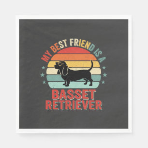 Basset Retriever Retro Sunset Dog Napkins