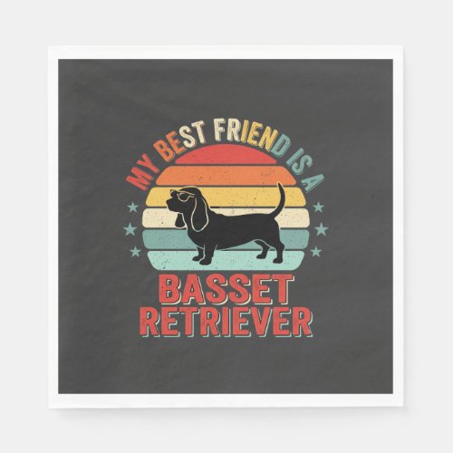 Basset Retriever Retro Sunset Dog Napkins