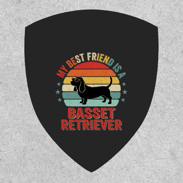 Basset Retriever Retro Sunset Dog Patch (Front)