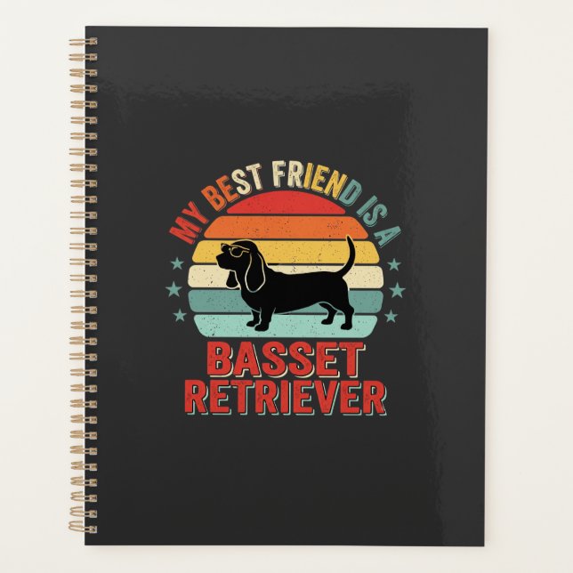 Basset Retriever Retro Sunset Dog Planner (Front)