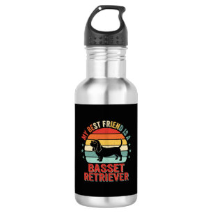Basset Retriever Retro Sunset Dog Stainless Steel Water Bottle