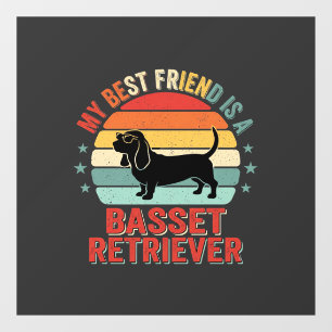 Basset Retriever Retro Sunset Dog Window Cling