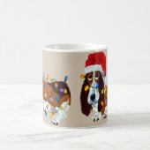 Basset Tangled In Christmas Lights Coffee Mug (Center)