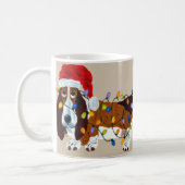 Basset Tangled In Christmas Lights Coffee Mug (Left)