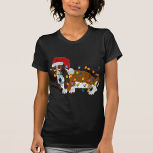 Basset Tangled In Christmas Lights T-Shirt