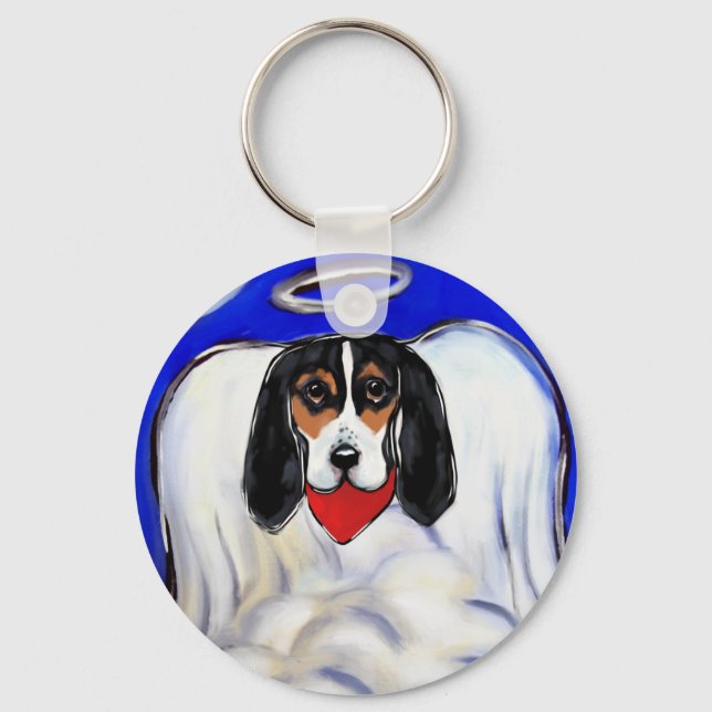 Bassett Hound Angel Keychain (Front)