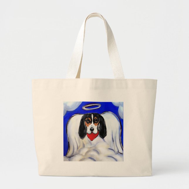 Bassett Hound Angel Large Tote Bag (Front)