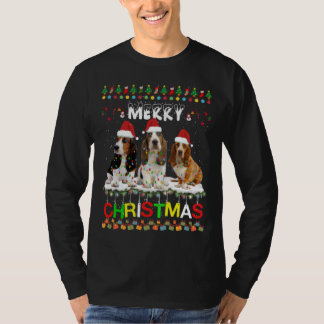 Bassett Hound Christmas Tree Light Pajama Xmas Dog T-Shirt