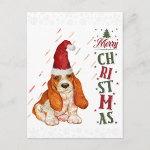 Bassett Hound Cute Dog Christmas Postcard