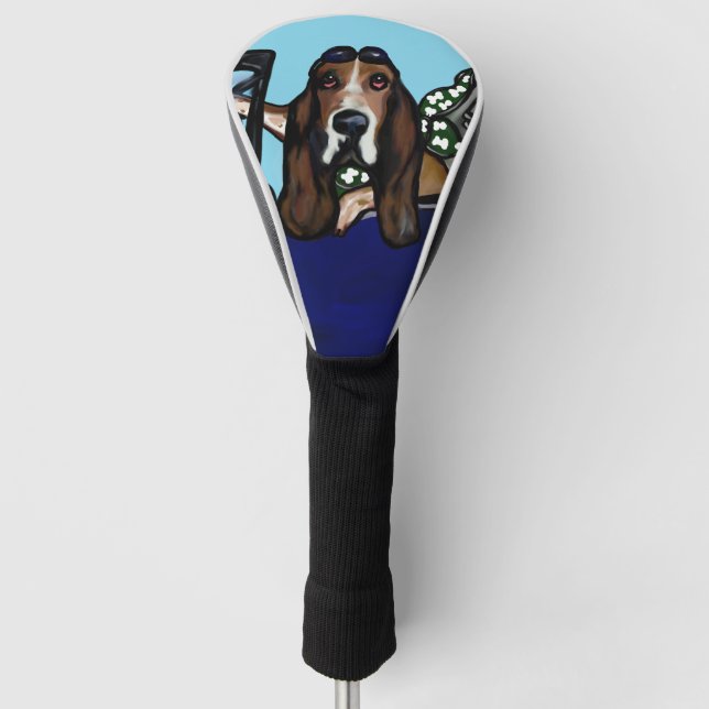 Bassett Hound Golfer Golf Head Cover (Front)