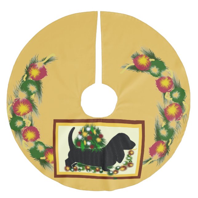 Bassett Hound ~Tree Skirt Brushed Polyester Tree Skirt (Front)