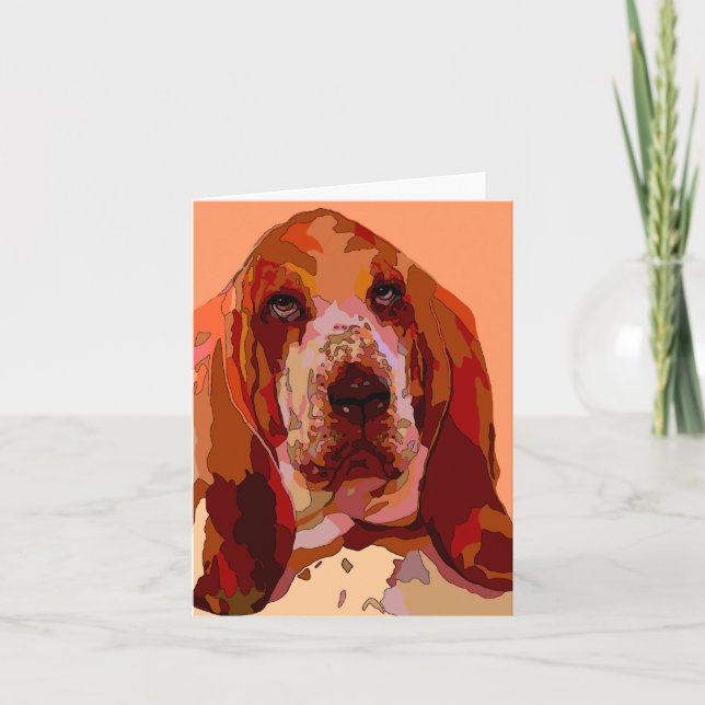 Bassett in Bright Colors Greeting Cards (Front)