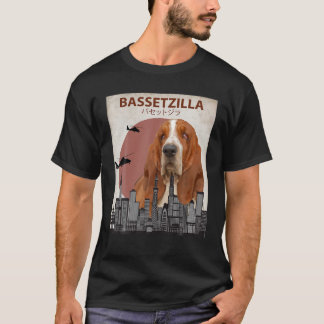 Bassetzilla Funny Basset Hound T Shirt Gift for Do