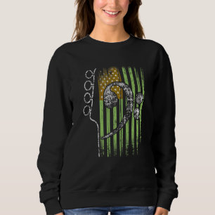 Bassguitar Neck And American Flag For Bassplayers Sweatshirt