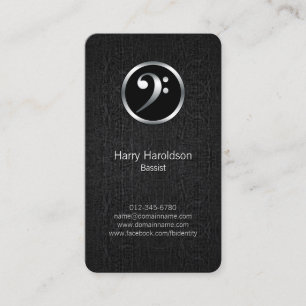 Bassist Bass Clef Icon Black Grunge Business Card
