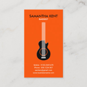 Bassist Black Elegant Guitar Musician Business Card