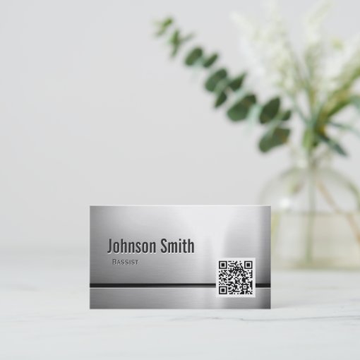 Bassist Stainless Steel QR Code Business Card Zazzle