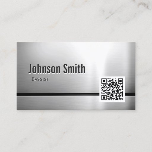 Customizable Bassist - Stainless Steel QR Code Business Card Template