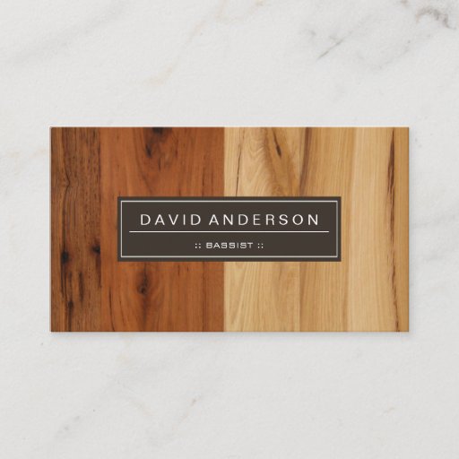 Customizable Bassist - Wood Grain Look Business Card