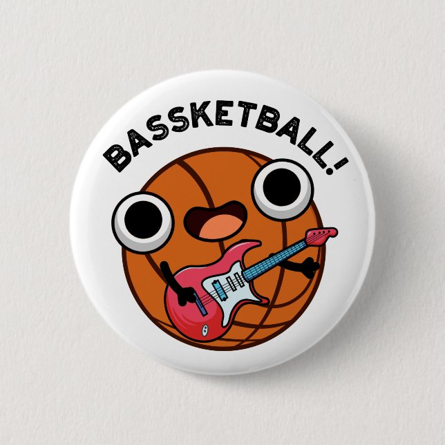 Bassketball Funny Basketball Music Pun  Button (Front)