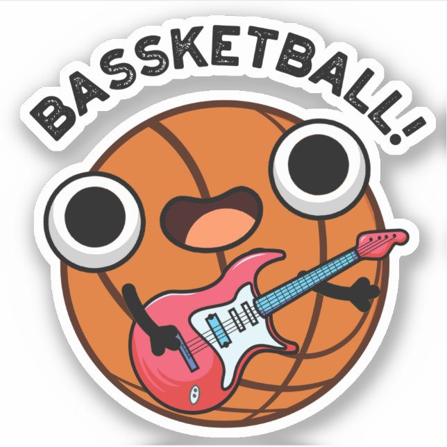Bassketball Funny Basketball Music Pun  Sticker (Front)