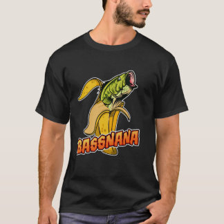Bassnana Funny Fish Bass and Banana Mashup Design T-Shirt