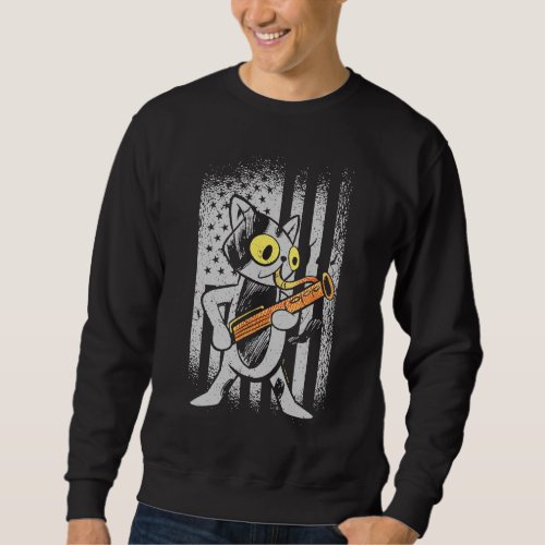 Basson Cat US Flag Bassoonist Sweatshirt