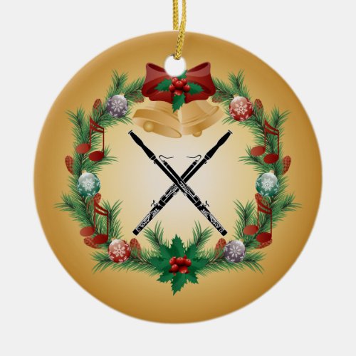 Bassoon Christmas Wreath Music Ornament Gift