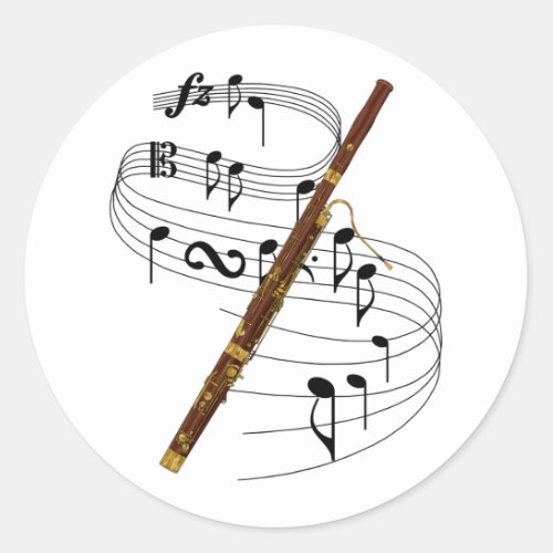 Bassoon Classic Round Sticker