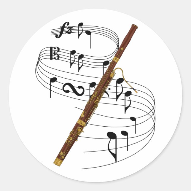 Bassoon Classic Round Sticker (Front)