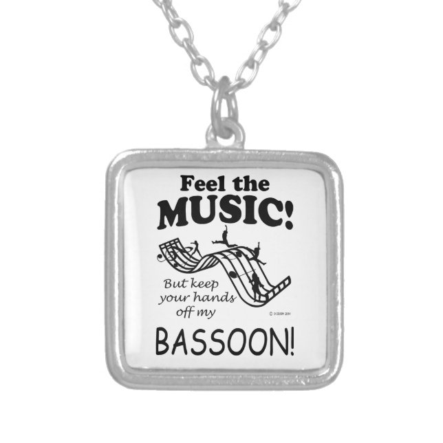 Bassoon Feel The Music Silver Plated Necklace (Front)