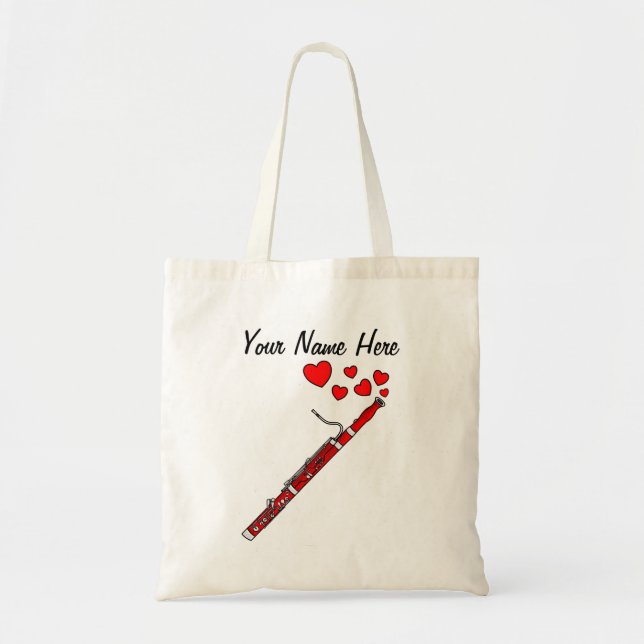 Bassoon Hearts Bassoonist Woodwind Musician Custom Tote Bag (Front)