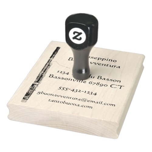 Bassoon Image with Personal Information Rubber Stamp