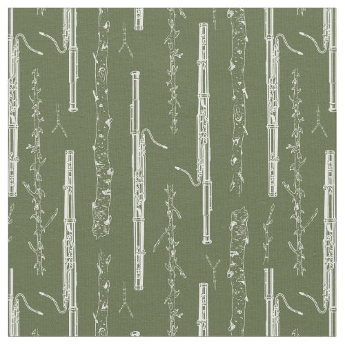 Bassoon Instrument Music Orchestra Band Green Fabric