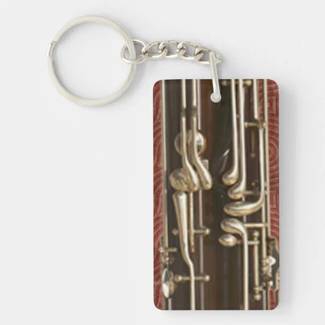 Bassoon Keys on Dark Red Keychain Zazzle