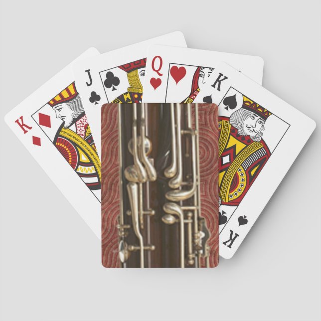 Bassoon Keys on Dark Red Poker Cards (Back)