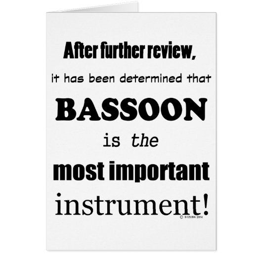 Bassoon  Most Important Instrument Cards (Front)