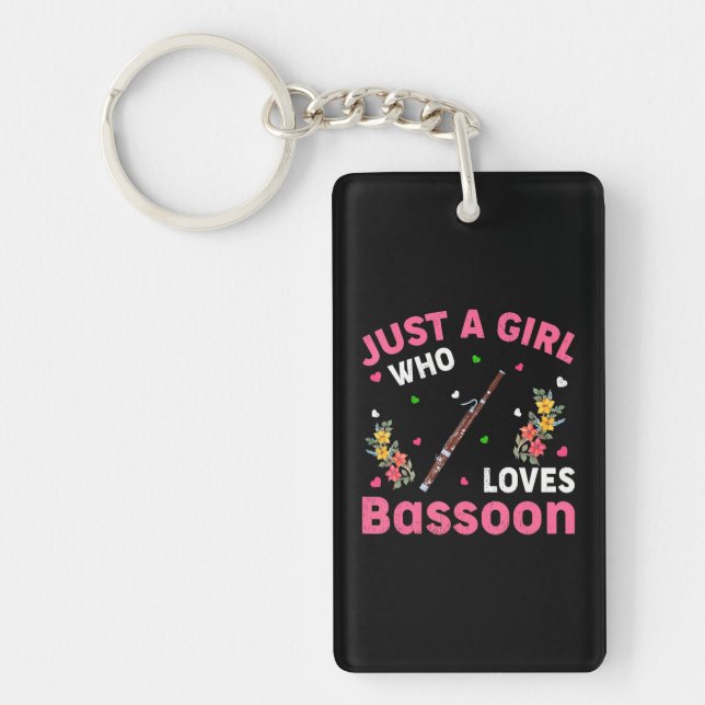 Bassoon Music Lover Just A Girl Who Loves Bassoon Keychain (Front)