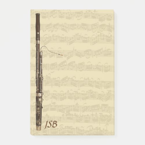Bassoon on Bach Cello Suite Custom Monogram Post_it Notes
