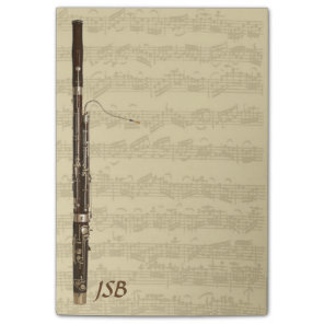 Bassoon on Bach Cello Suite Custom Monogram Post-it Notes