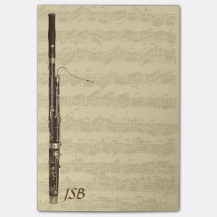 Bassoon on Bach Cello Suite Custom Monogram Post-it Notes