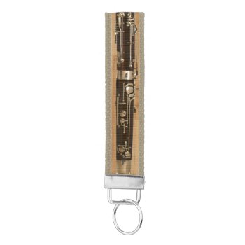 Bassoon On Wood Panel Look Wrist Keychain by missprinteditions at Zazzle