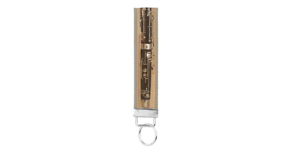 Bassoon on Wood Panel Look Wrist Keychain Zazzle