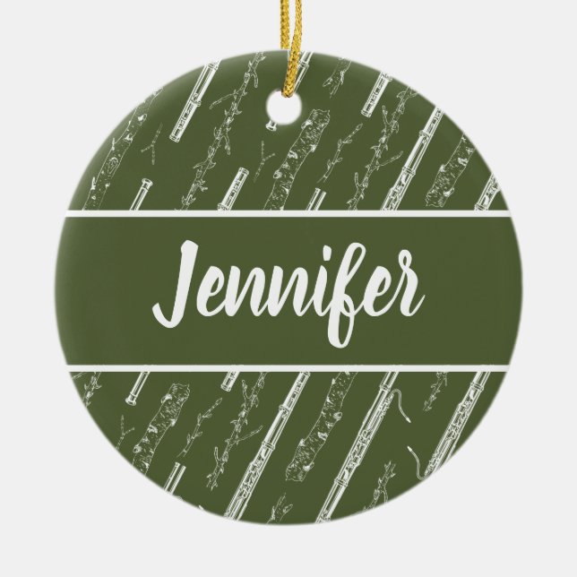Bassoon Player Musician Gift Custom Personalized Ceramic Ornament (Front)