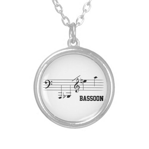 Bassoon Playing Range Silver Plated Necklace